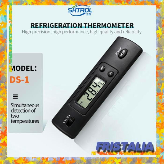 DS-1 Pengukur Suhu AC Mobil Kulkas Ruangan Thermometer Termometer Portable Digital Display Car Clock