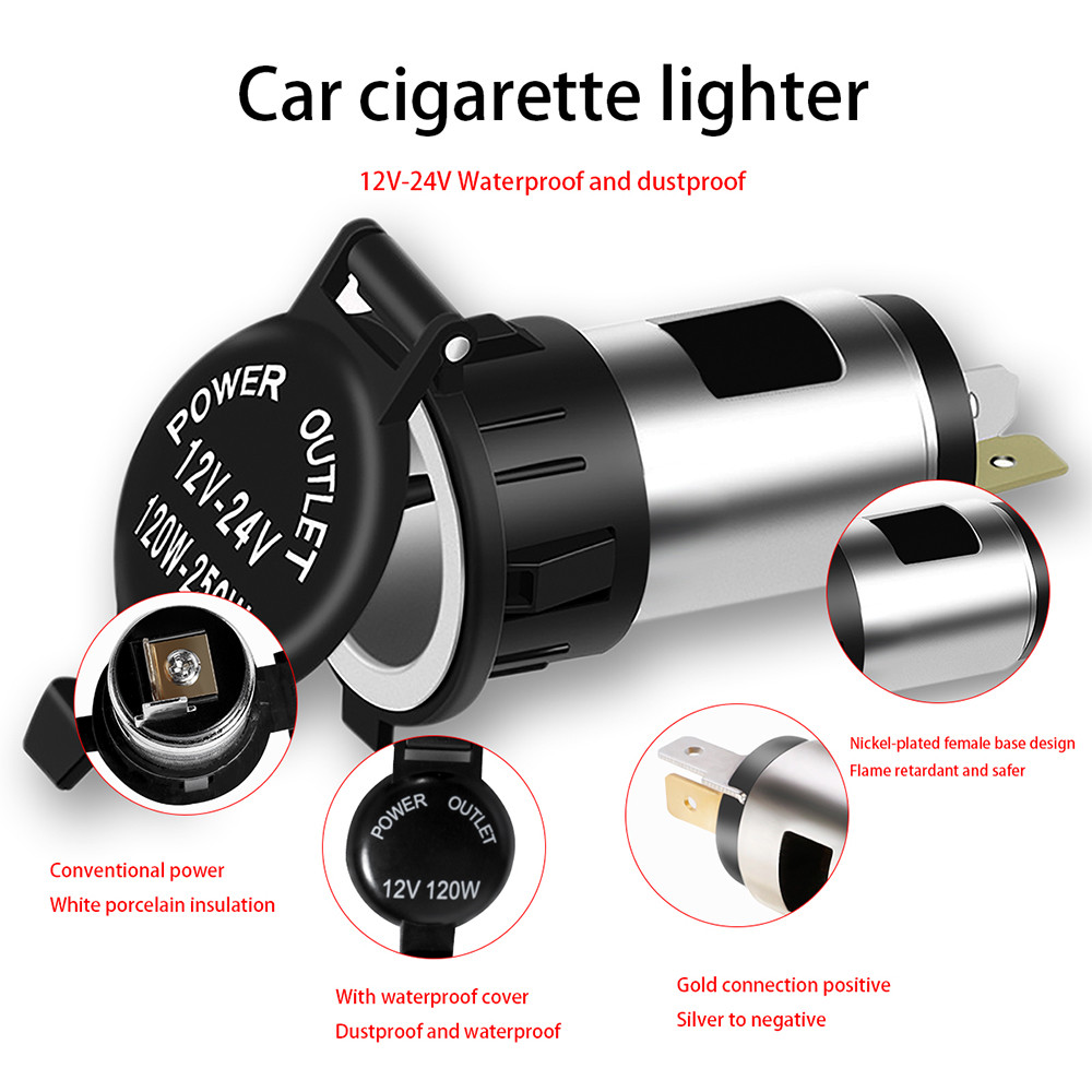 12V-24V Car Cigar tte Lighter Universal Socket Adapter Portable Power Outlet  120W-250W For Car Truc