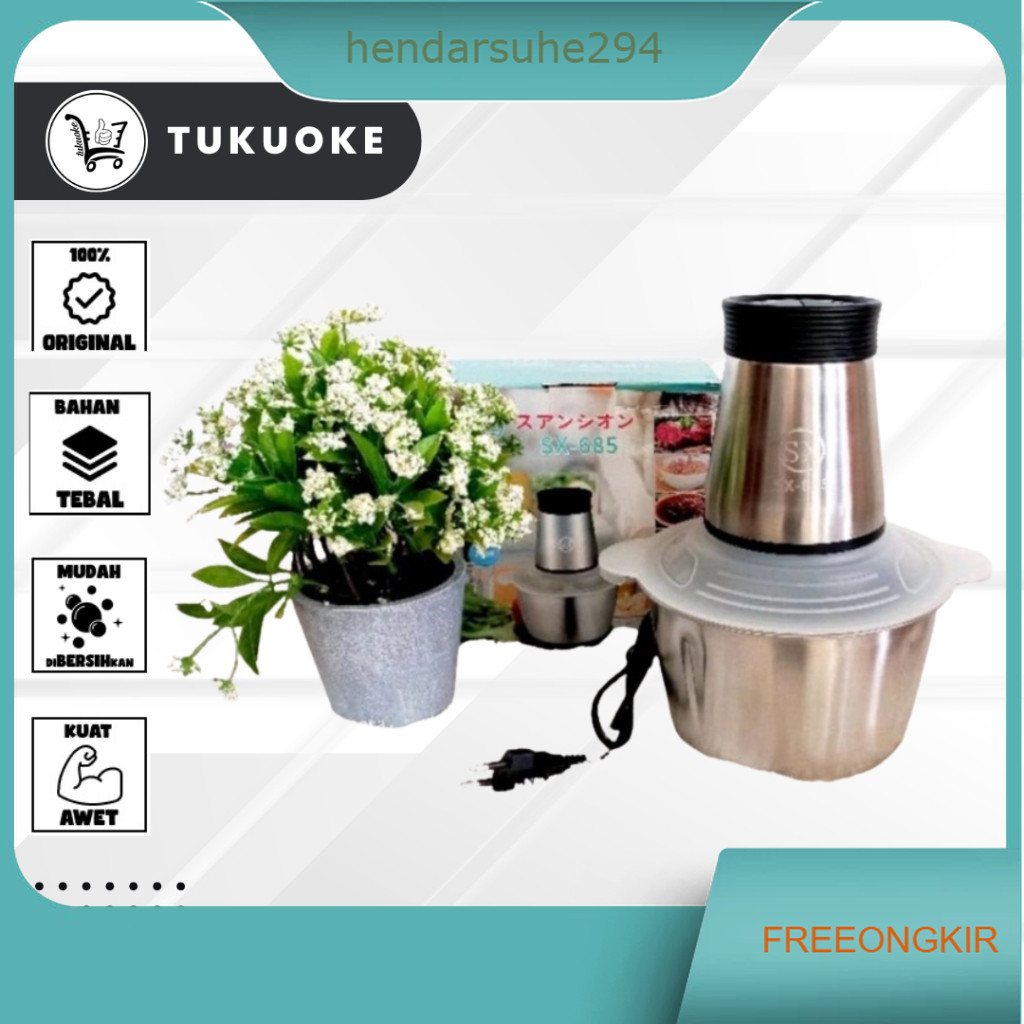 BLENDER DAGING STAINLEES STEEL 2 LITER / BLANDER FOOD CHOPPER STAINLESS / MEAT GRINDER STAINLESS PEN