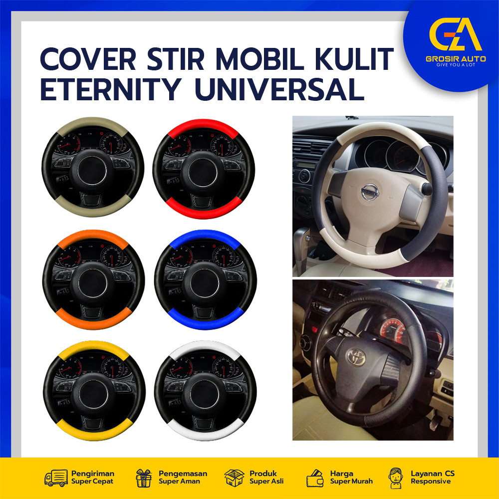 GrosirAuto Sarung Stir Cover Setir Mobil Hyundai Atoz, Matrix, Trajet, Kalos, Daihatsu Zebra Kulit