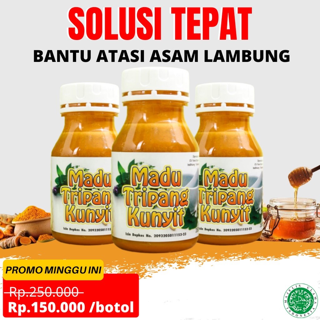 Madu Tripang Kunyit Original Solusi Untuk Mengatasi Asam Lambung 100% Obat Herbal Alami Maag Dan Ger