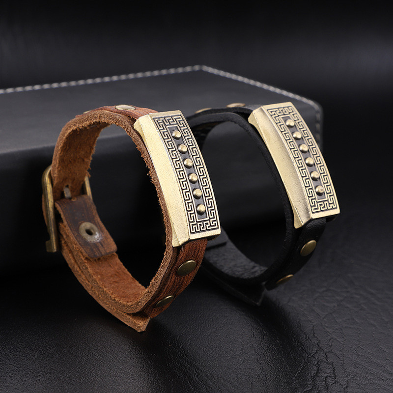 [Saror]Gelang kulit retro baru dengan pengait Gelang Kulit Tali Jam