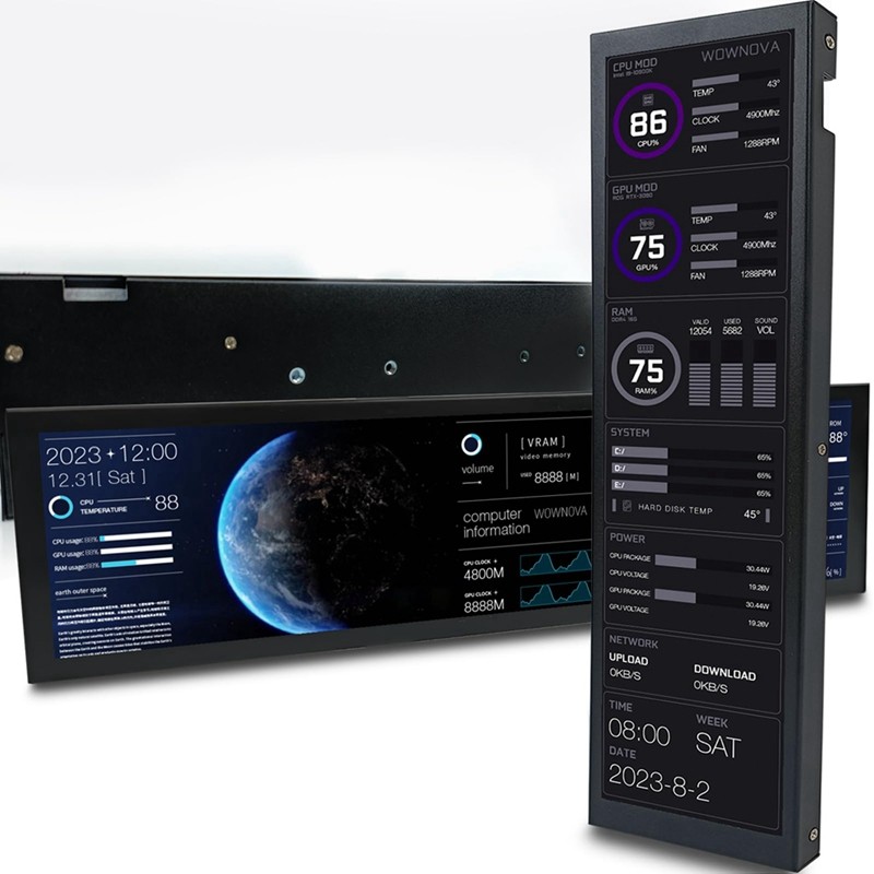 ELEC88Inch Computer Temp Monitor (Dynamic Theme Supported), IPS Type C Secondary Screen CPU RAM HDD 