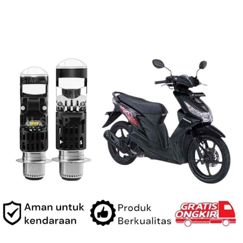 1pcs Lampu depan LED H6 Mini BiLED motor Honda Beat karbu Koko