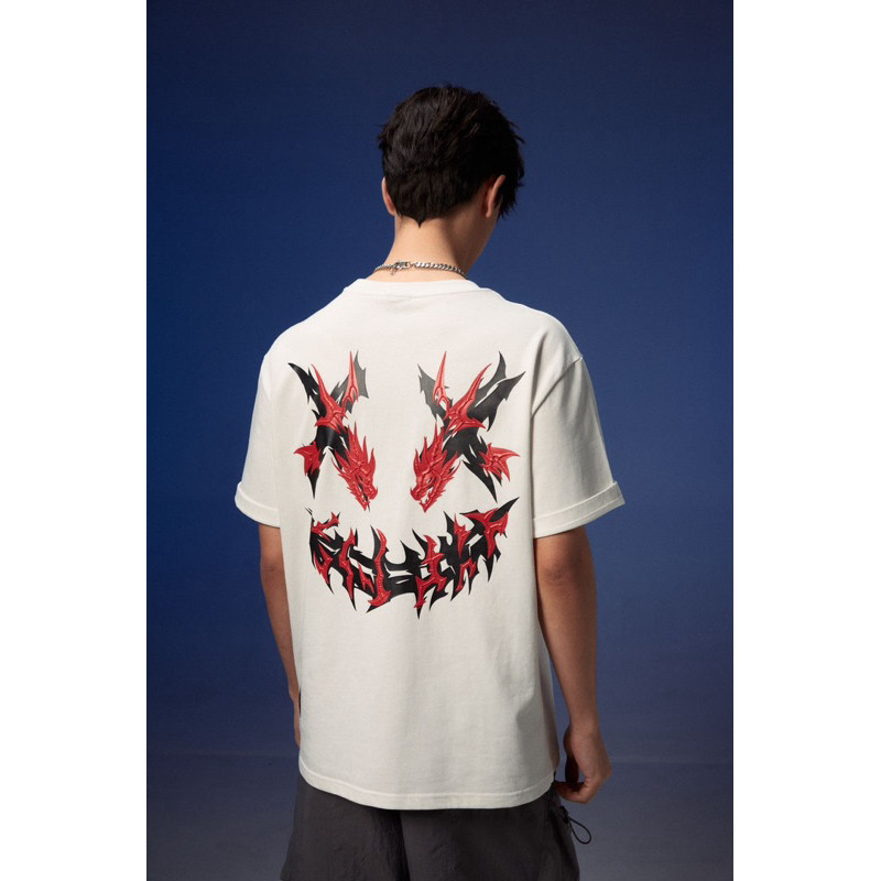 (COD) Ricky Is Clown Flaming Dragon Tee White Original / RickyisClown