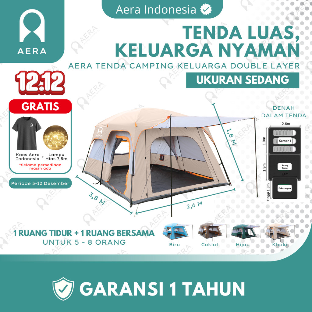 TENDA CAMPING KELUARGA 2 RUANG | TENDA CAMPING TENTASTIC OUTDOOR | TENDA KEMPING OUTDOOR 5-8 ORANG |