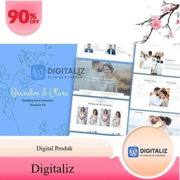 Brandon & Clara – Wedding Event Invitation Elementor Template Kit