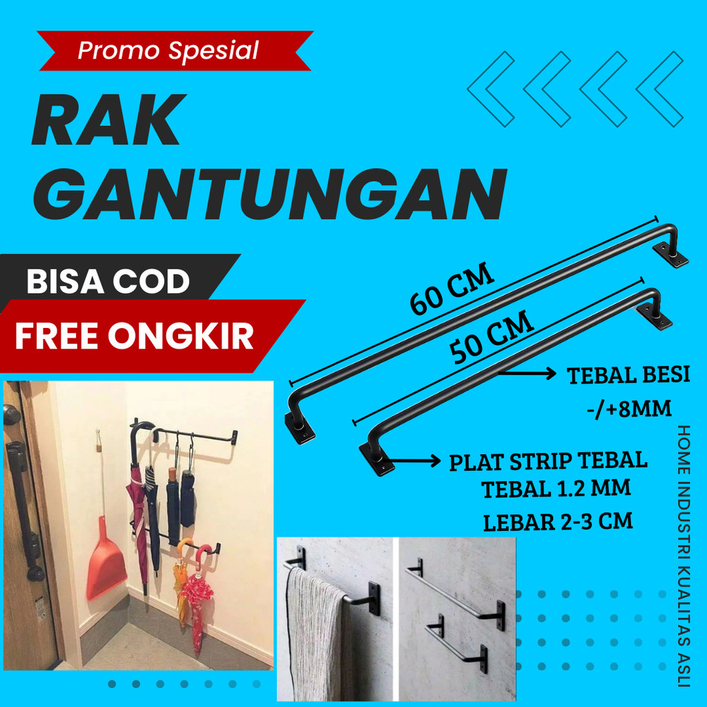 Gantungan Baju Dinding ,Gantungan Baju Besi Tembok, Dinding / Gawang Baju Tembok