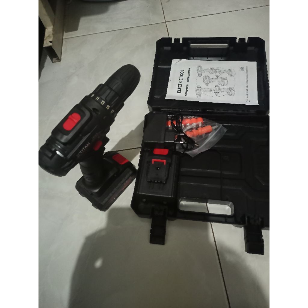 Bor Baterai Wireless + Box & 2 Baterai Cadangan | Bor Tangan Tanpa Kabel