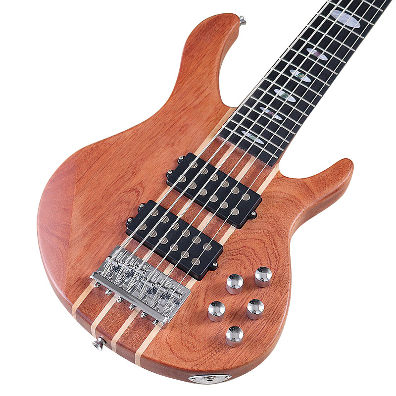 Sapele Wood Body Active Bass Guitar 43 Inch 6 String Neck Through Electric Bass Guitar 24 Frets