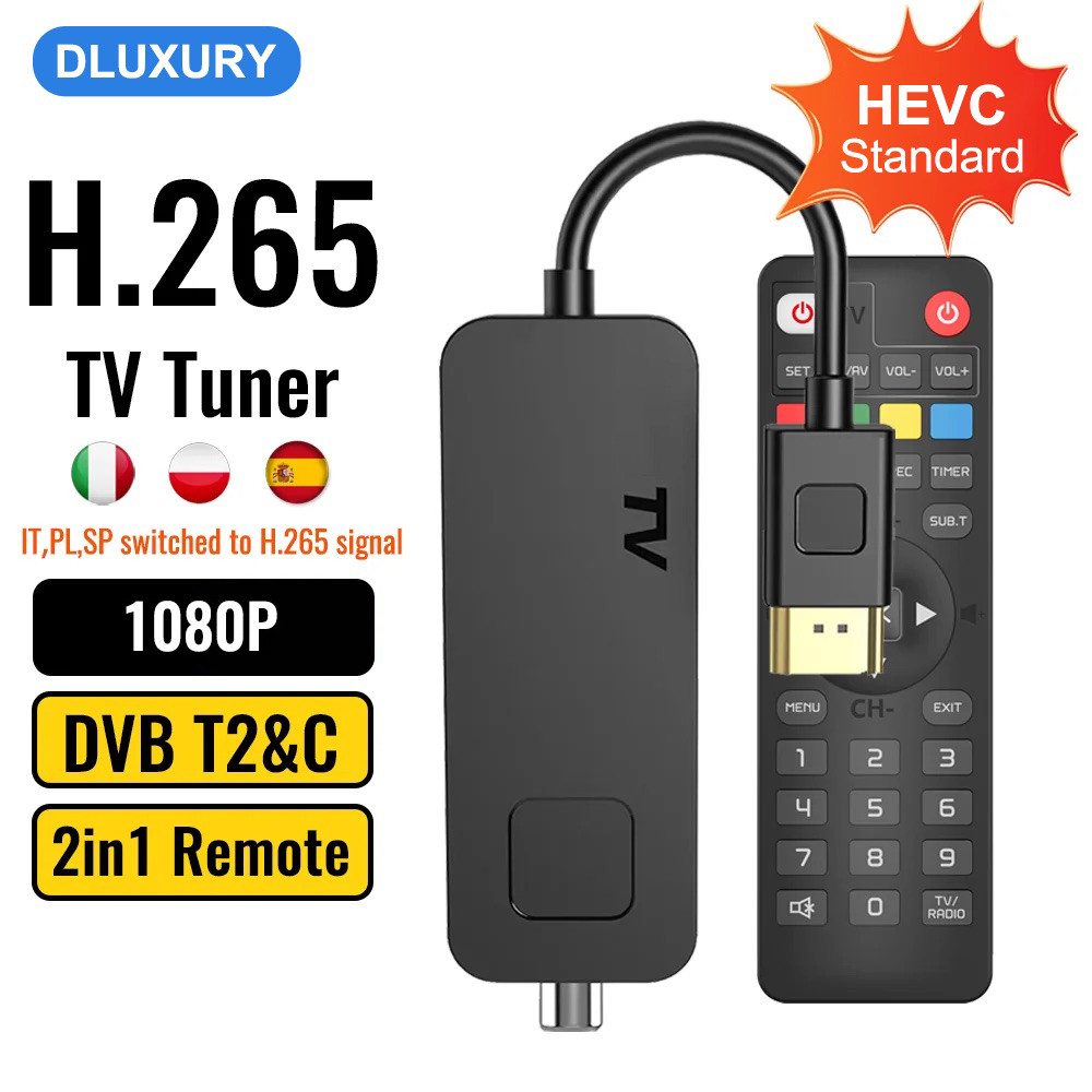 Dluxury U3mini DVB T2 DVB C gital TV Decoder HD Free TV annels 7Days EPG TV Tuner for Spain France I