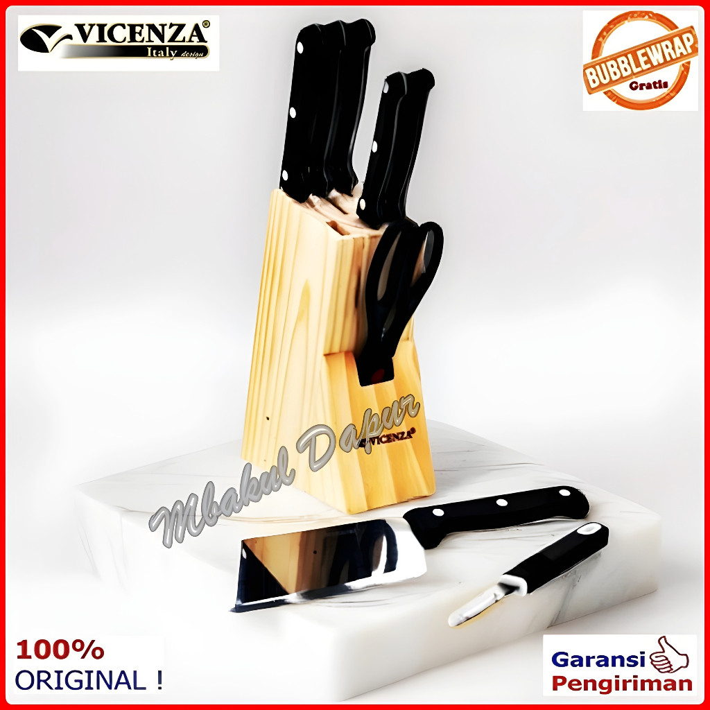 TergacorPisau Set Pisau Dapur Set Plus Blok Kayu pisau stainless set Vicenza V 910 kTerbaik