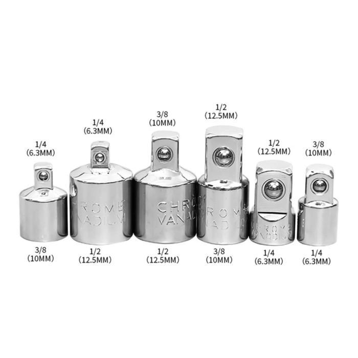 Adapter Kunci Sock 1/2 3/8 1/4 Inch Adaptor Konverter Sambungan Mata Shock Socket Set 4 atau 6 PCS -
