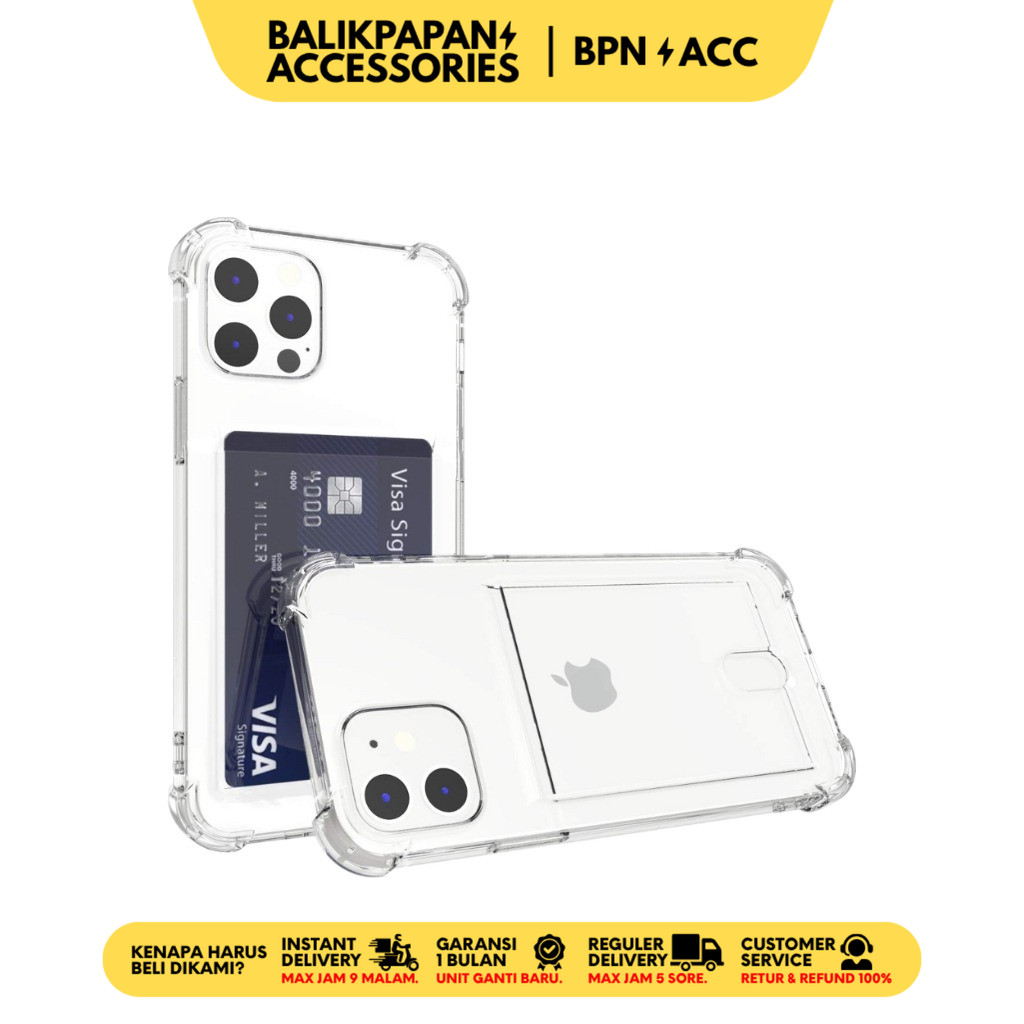 Case iPhone Transparent Card Slot Holder Softcase Fullcover Casing - BALIKPAPAN ACC