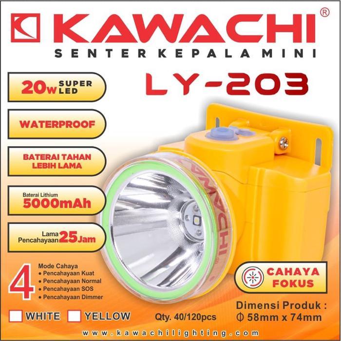 SENTER KEPALA MINI 20WATT WATERPROOF KAWACHI LY 203 TAHAN AIR - Putih