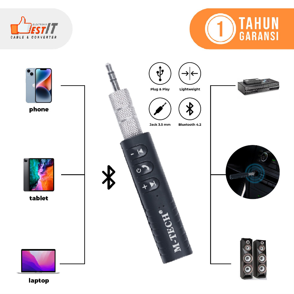 FDMP463_ PROMO [ Mall ] Bluetooth Audio Jack 3.5mm Receiver Hands Free Jack 3.5mm Bluetooth Audio Un