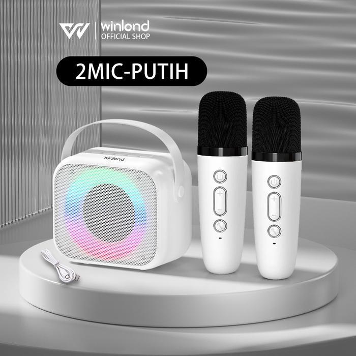 (COD) Winland Speaker Bluetooth Karaoke 2 MIC 1 SET Portable Mini Speaker Bluetooth Bass Wireless Ja