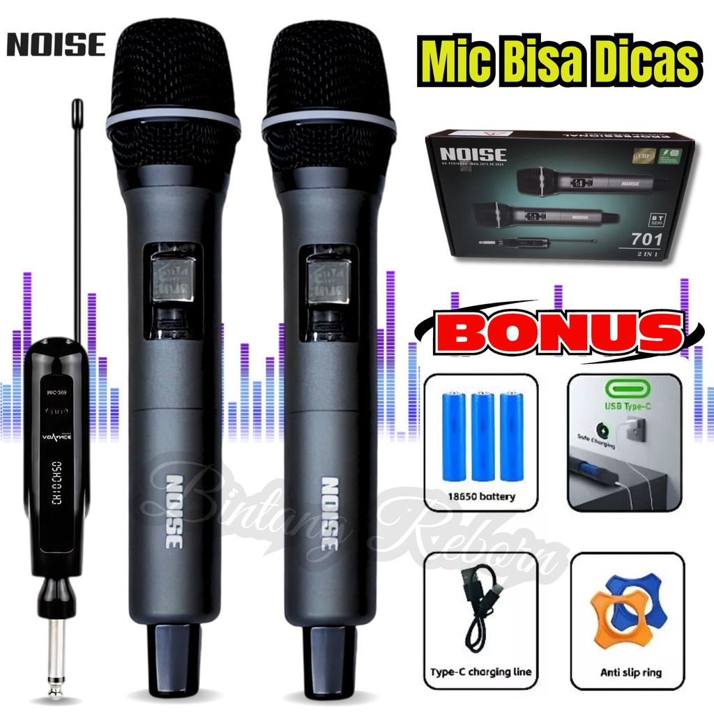 COD Microphone Mic Duet Tanpa Kabel Noise 701 | Mic Karaoke bluetooth | Microphone Professional Wire