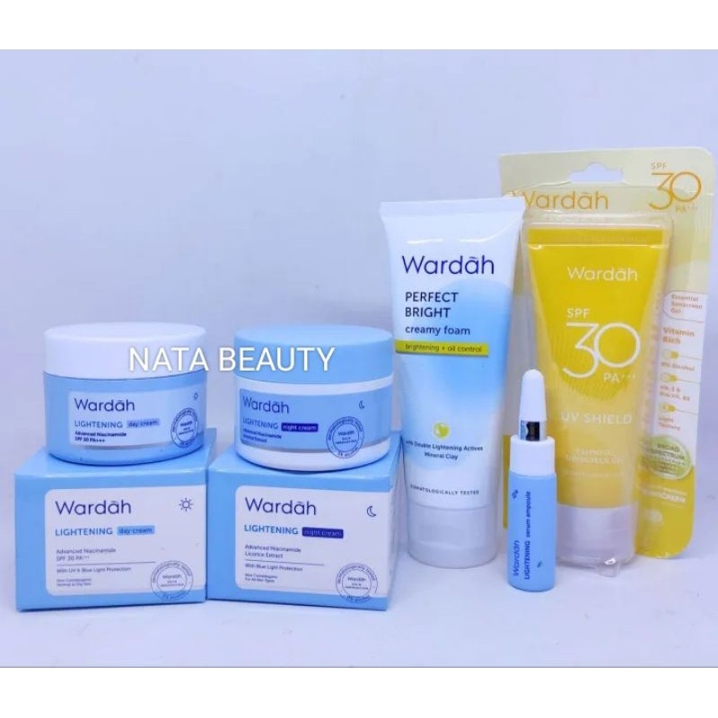 (PROMO) Paket Wardah Lightening best seller/untuk kulit kusam dan flek hitam/ serum+UV sunscreen