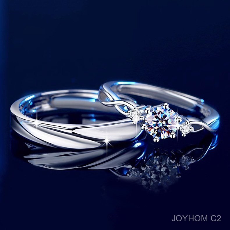 COD Cincin Pasangan Cincin Berlian Moissanite untuk Pria dan Wanita Mewah Ringan Rasa High-End Cinci