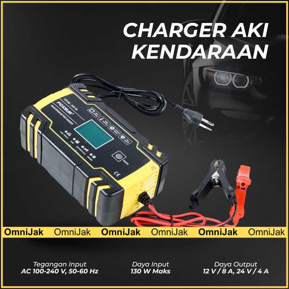 FOXSUR Charger Aki Mobil Motor Intelligent Battery Charger 12/24V 8A - FBC122408D