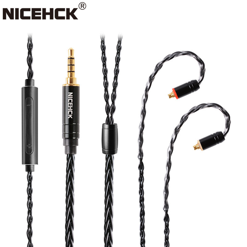 NICEHCK BlackWheat 8 Core Silver Plated Copper Microphone Cable MMCX/QDC/0.78 2Pin With Mic for DB1 