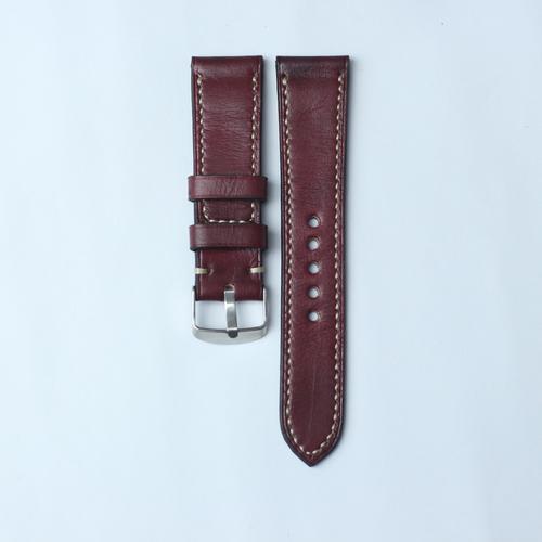 Tali Jam Tangan Kulit Sapi Asli Maroon Flat 14mm-24mm - Strap Jam Tangan Kulit Asli