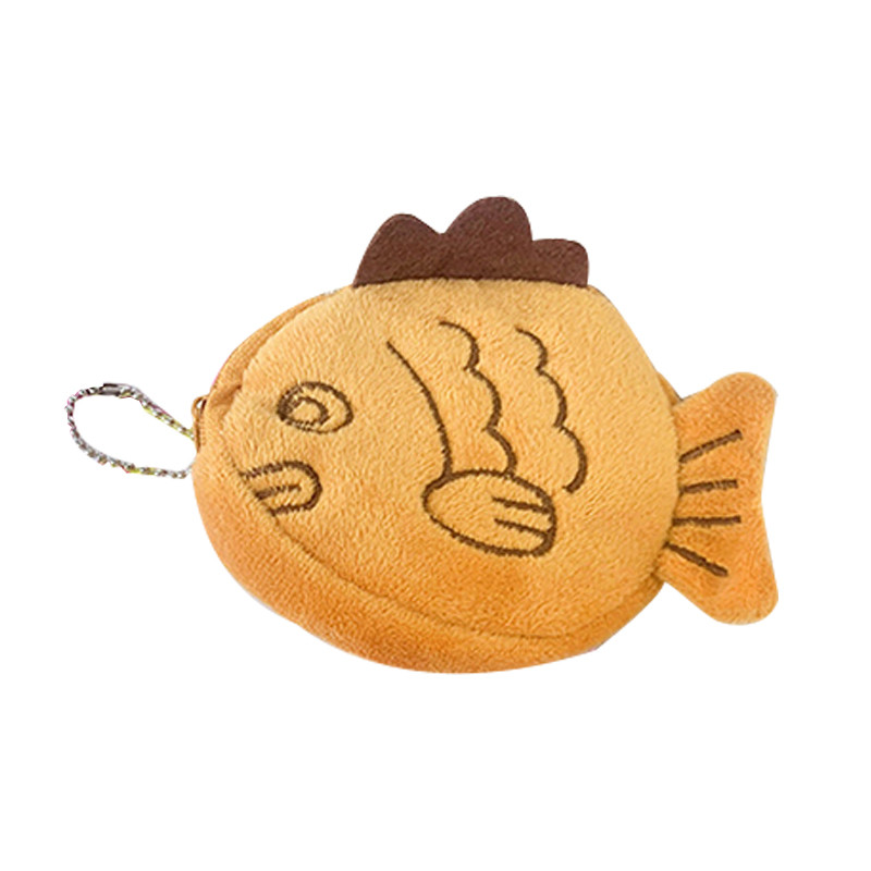 Cute Plush Fish Coin Wallet Women Taiyaki Money Card Key Earphone Coin Purse For Small Things Pouch 