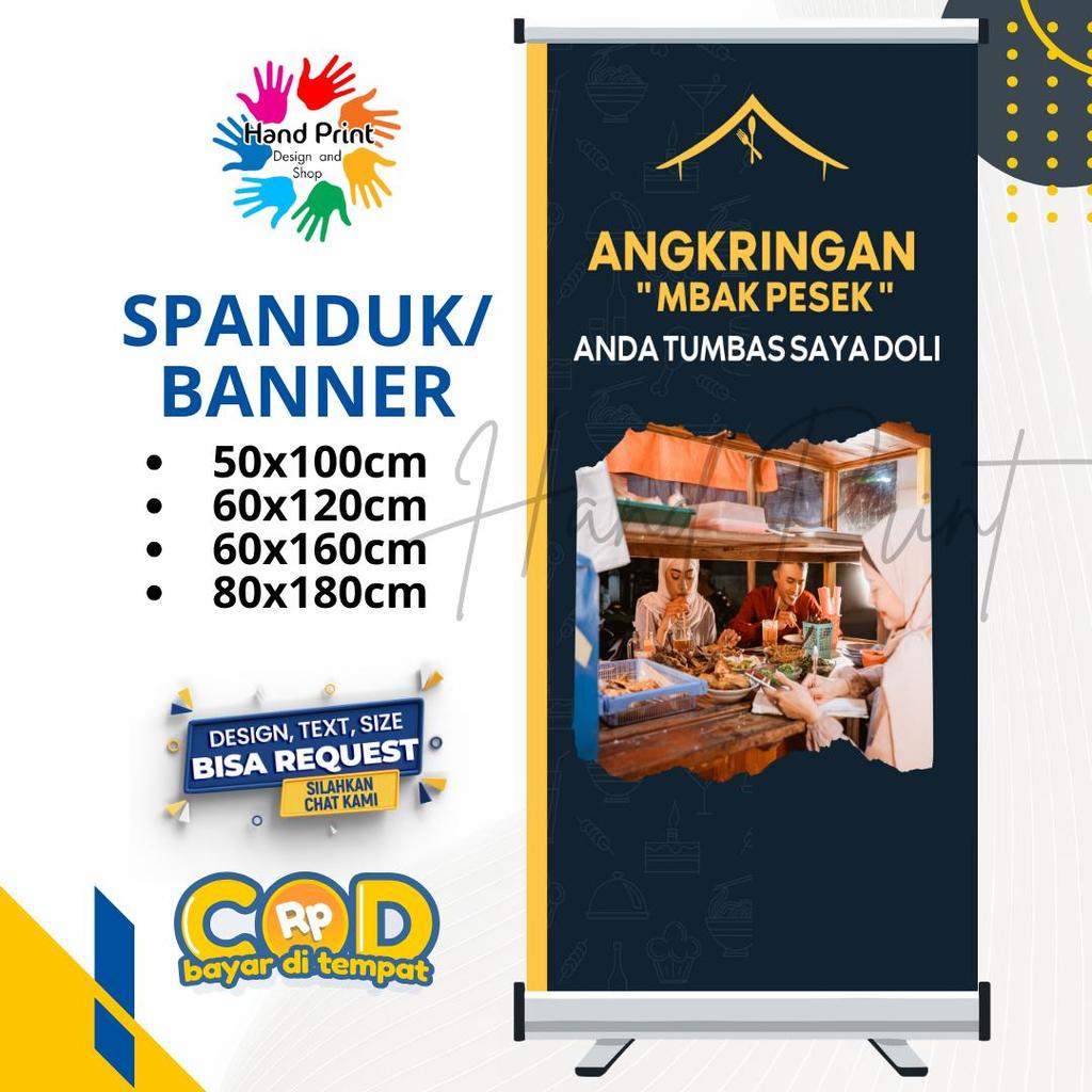 Cetak Spanduk Banner Angkringan Hitam Mbak Pesek MMT Spanduk Custom 60x160