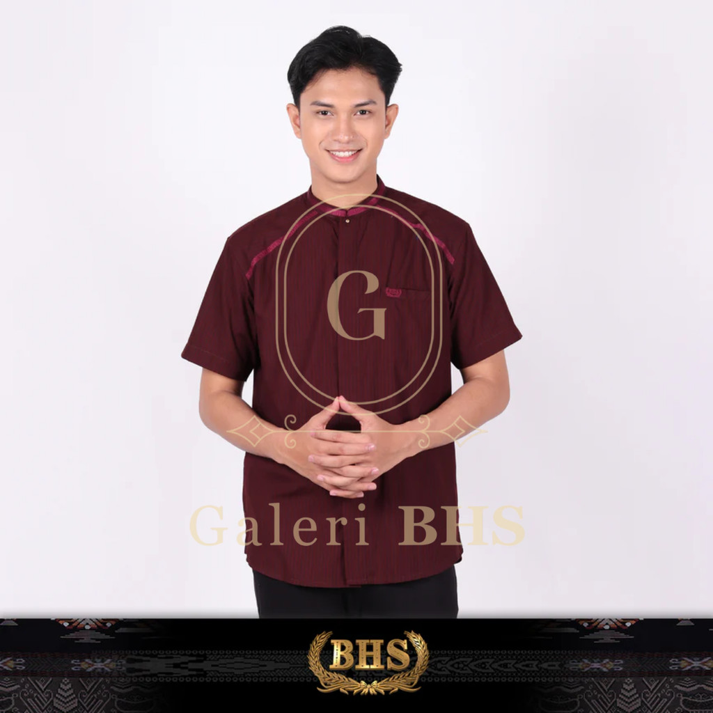 Baju Koko BHS Cosmo Arqam Burgundy