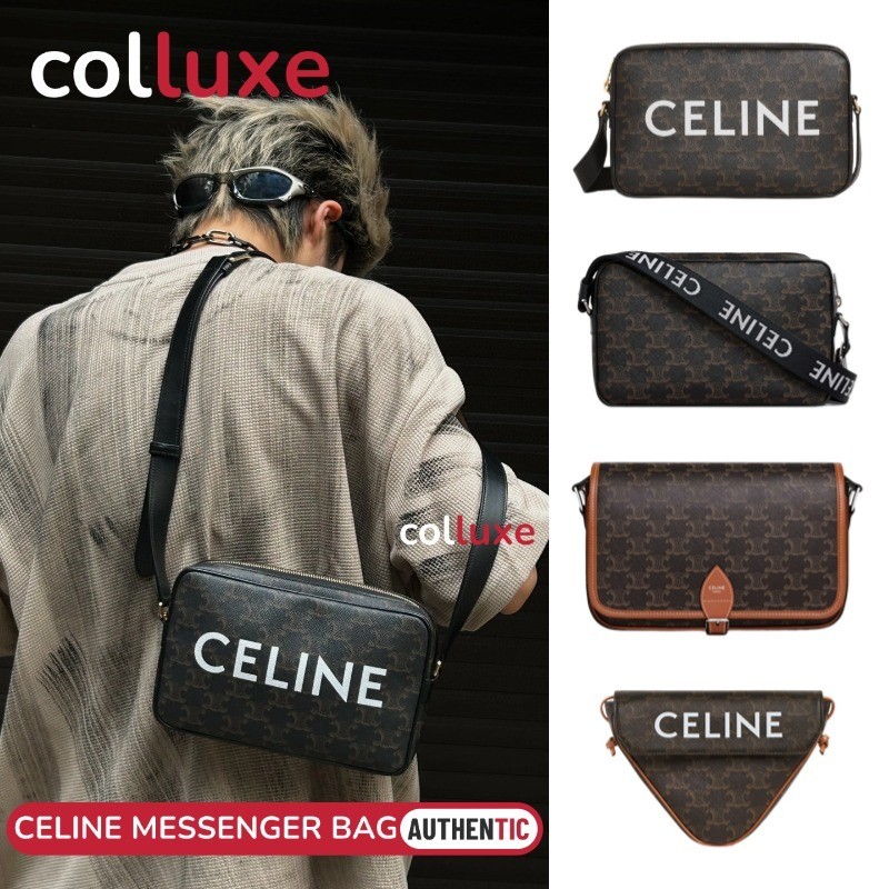 CELINE Medium Messenger Bag In Triomphe Canvas With CELINE Print Tas belakangMen's Shoulder Bag