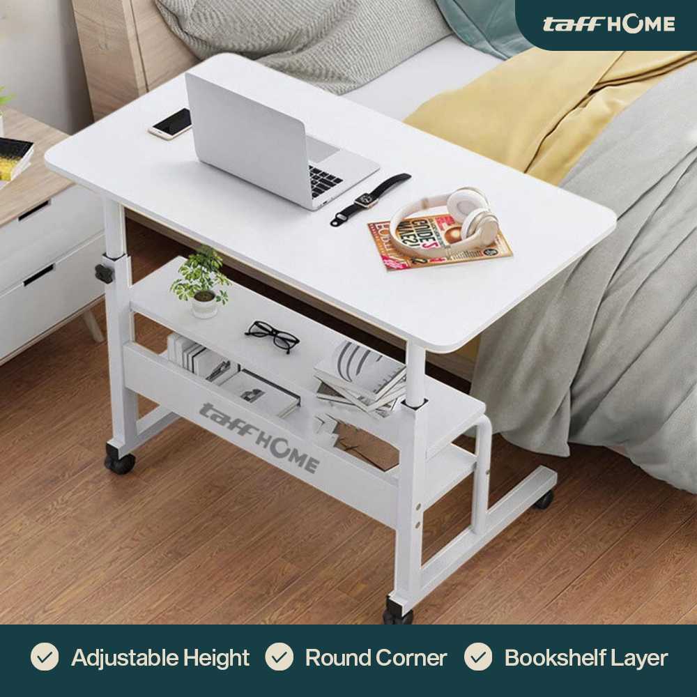 COD Furnitur Meja Lipat Kerja Belajar Laptop Kantor Lipat Bahan Aluminium Plastik Dan Kayu MDF Adjus