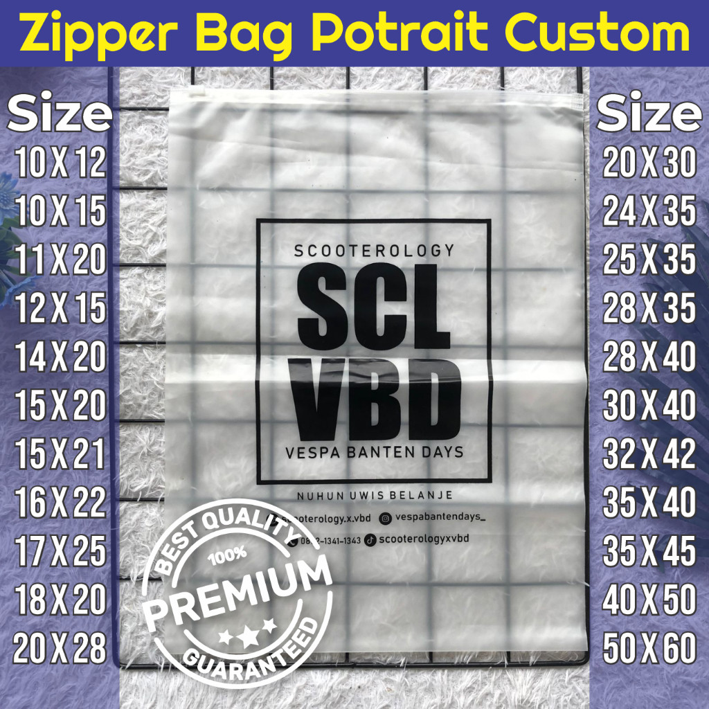 Plastik Zipper Ziplock Custom / Ziplock Custom Sablon Potrait Free Desain