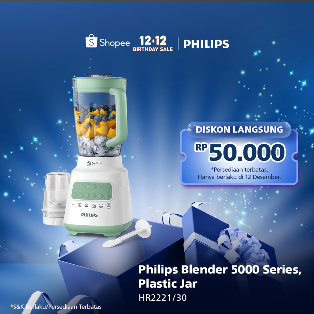 Blender Philips HR2221|30 Plastik 5000 Series - Blender Jus dan Bumbu