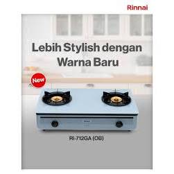 Kompor Rinnai Kaca 2 tungku 712 GA(OB) (OceanBlue) NEW / Kompor rinnai jumbo kaca / Kompor kaca rinn