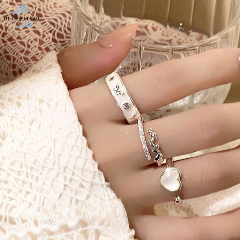 COD Murah Cincin Hati Bagian Cangkang Cincin Temperamen Ceruk Cincin Trendi Wanita Cincin Mewah