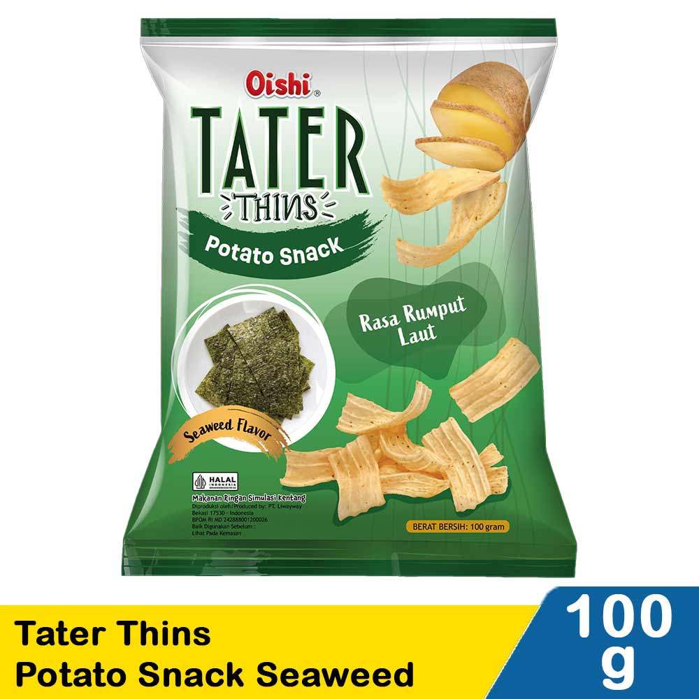 OISHI TATER THINS POTATO SNACK SEAWEED 100g