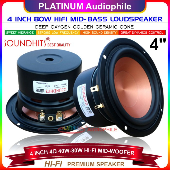 Speaker 4 Inch Mid Bass Mid Woofer Hifi Speker 4" 4 ohm 80W Mid Range Bass Soundhits SL-403R