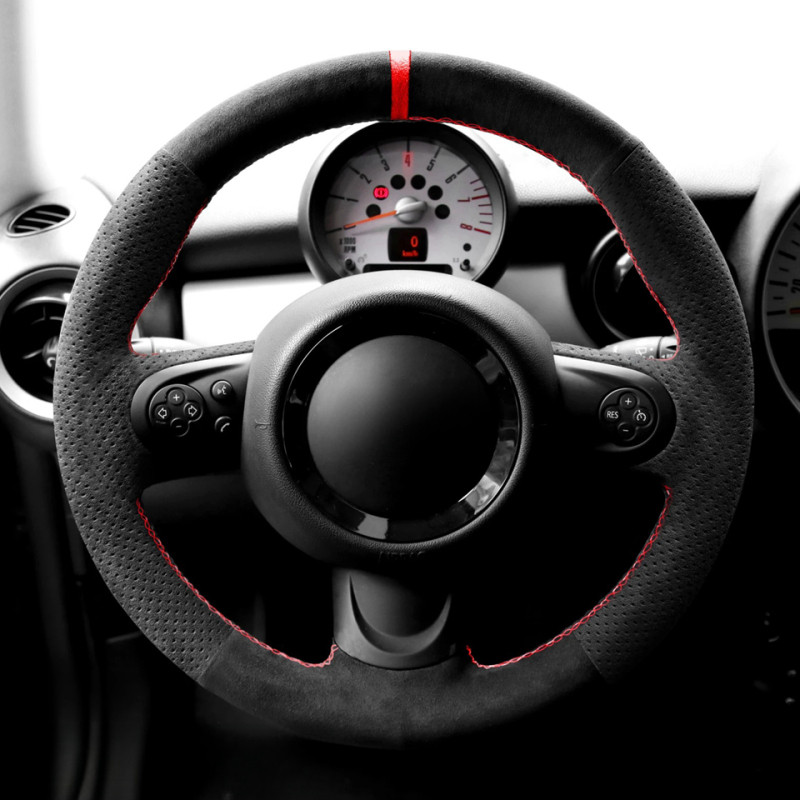 Custom Soft Suede Car Steering Wheel Braid Cover 100% Fit For Mini CooperCooper S One Auto Interior 