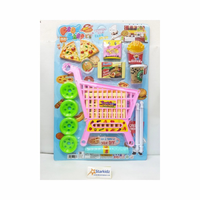 (BISA COD) MAINAN ANAK FOOD SHOP OCT 2044 / Mainan Troli Supermarket Food / Mainan Troli Belanja Plu