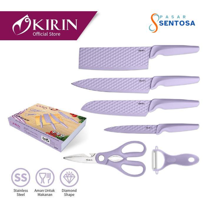 Kirin Stainless Steel Knife Set (6 pcs) Ungu/ Set Pisau Dapur - Ungu