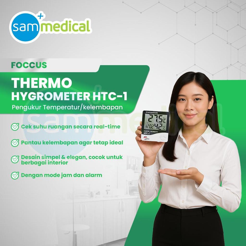Foccus Thermometer Hygrometer HTC-2 / Alat Ukur Suhu Ruangan / Termometer ruangan / Alat Temperatur 