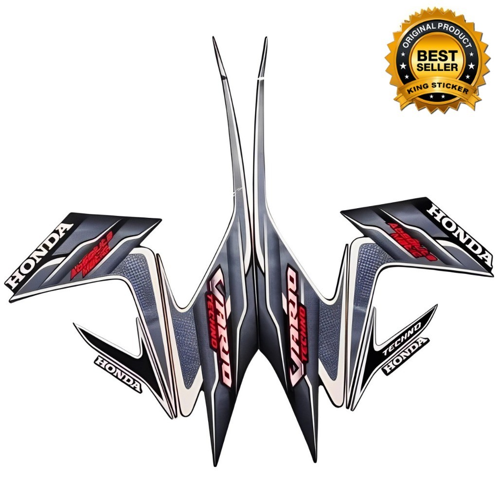Stiker Striping Standart Honda Vario Techno 2010 110 Putih Hitam | Stiker Standar Vario Techno 2010