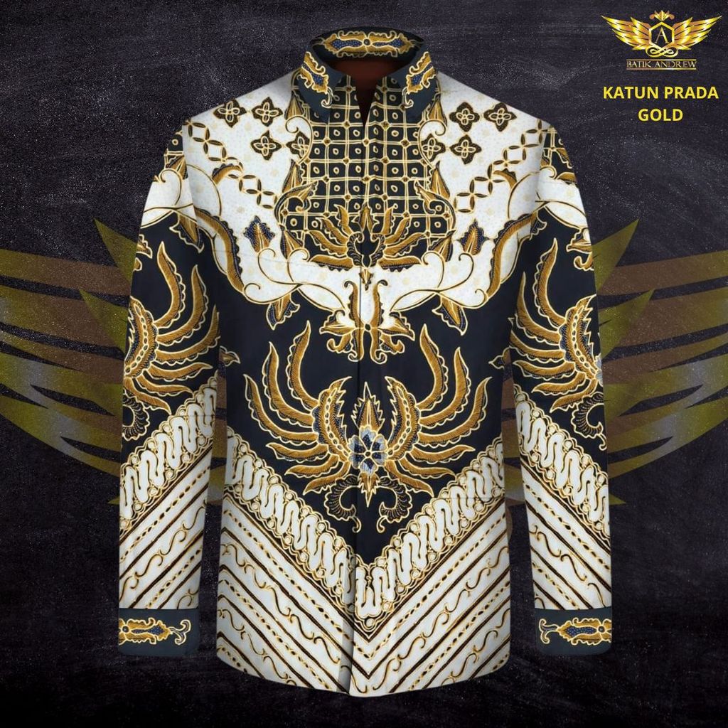 KATUN TULIS POLA PRADA TINTA EMAS MOTIF 2 BAHAN KAIN BATIK WERKUDARA HITAM PUTIH