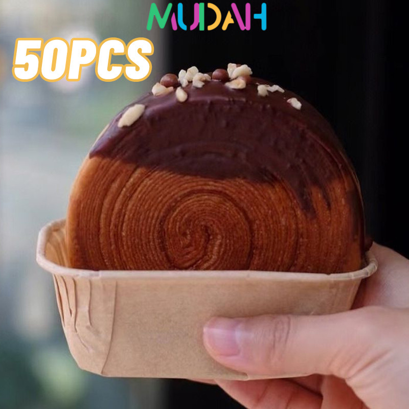 50pcs Paper Box Cromboloni Paper Box Kue Cake Dessert Coklat Paper Cup Kotak Cup Kue