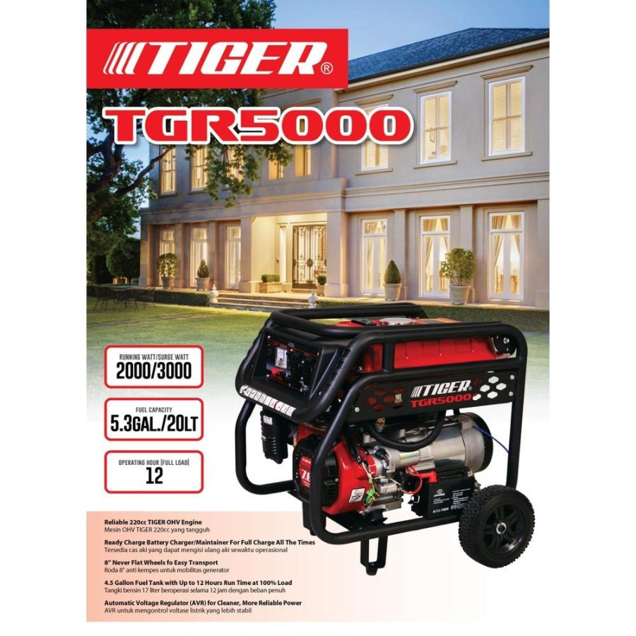 PROMO TGR 5000 Tiger Genset Bensin Gasoline 3000 Watt TGR5000 ORIGINAL