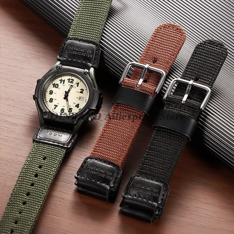 for Casio FT-500WC-3B/5B 19mm Nylon Leather Wat Band  Women Men Canvas Sports Straps Black Green Bro
