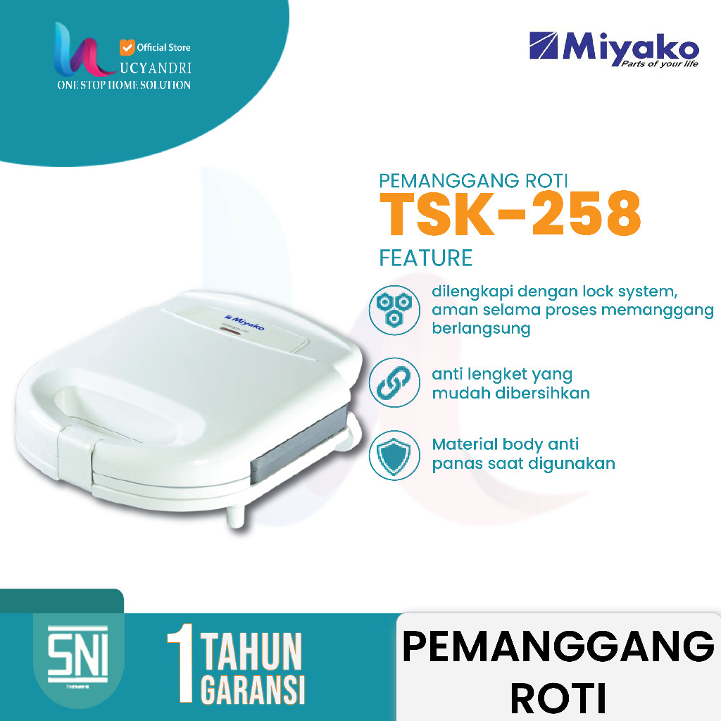 Miyako TSK-258 – Pemanggang Roti Listrik 600W – Praktis & Hemat Energi