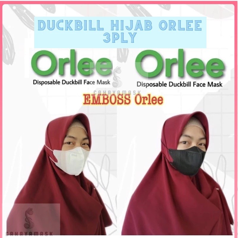 Masker Duckbill Hijab Headloop Orlee 3ply 10pcs Sachet