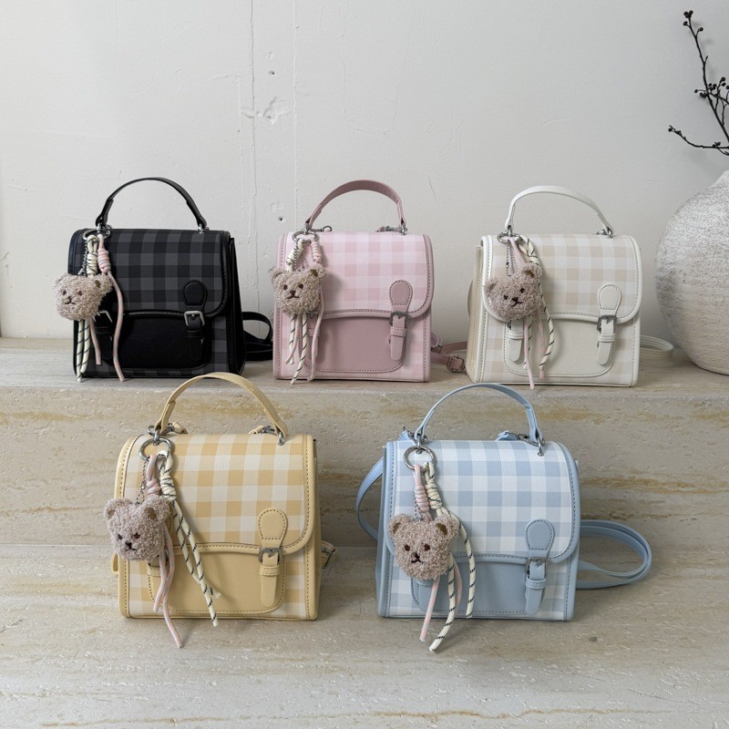 MARDIBAG IMPORT - CR9408 Tas MULTIFUNGSI Wanita Ransel Wanita Motif KOTAK-KOTAK Terbaru Import Murah